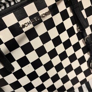Michael Kors Black and White Checkered Tote